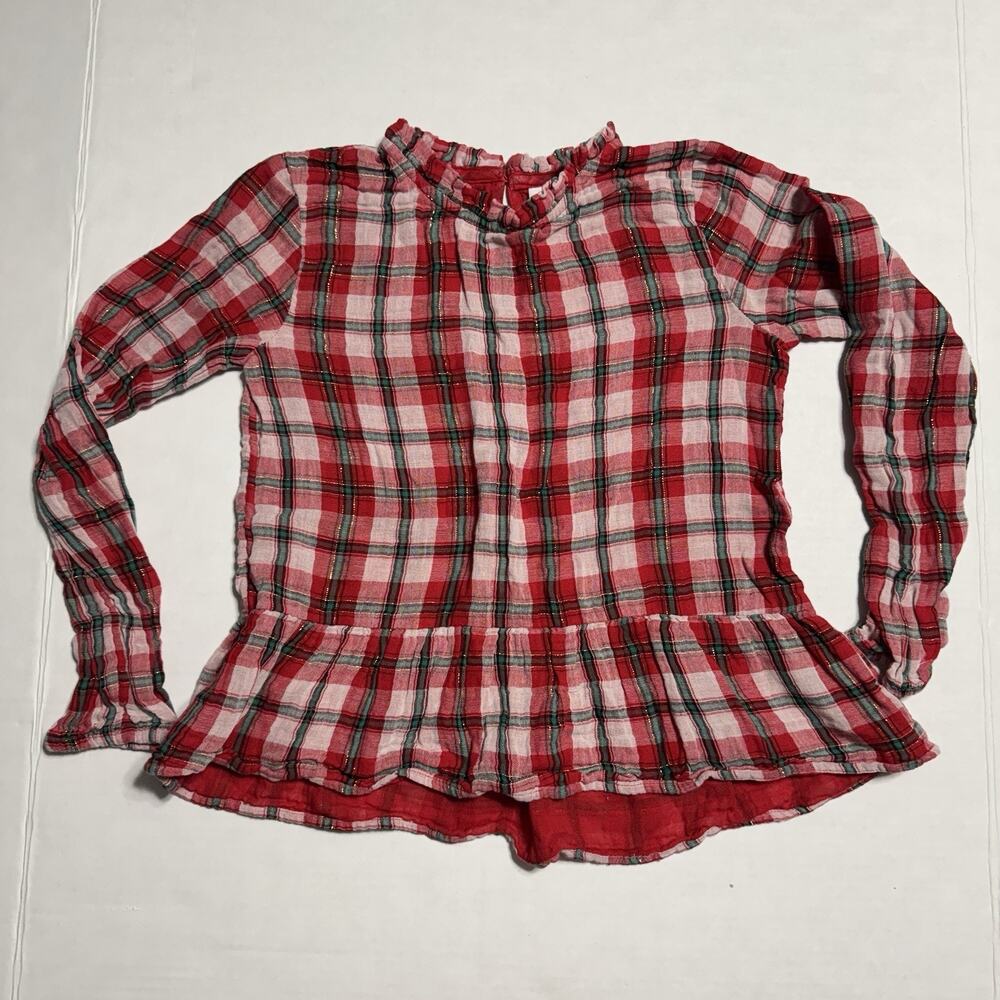 Cat & Jack Girls M Top Plaid Plaid Fall School Casual Lightweight Cool Weather